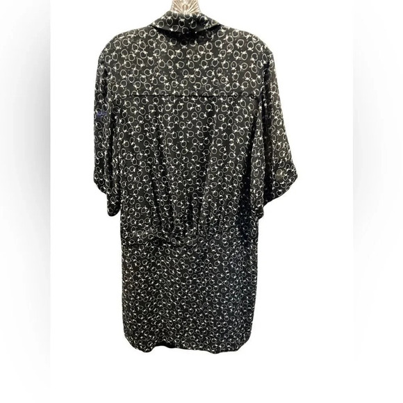 See by Chloe 3/4 sleeve pleated button up shift dress sz 8 textured - Picture 5 of 9